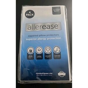 AllerEase Superior Allergy Protection Zippered Protectors Standard/Queen 4 Pack